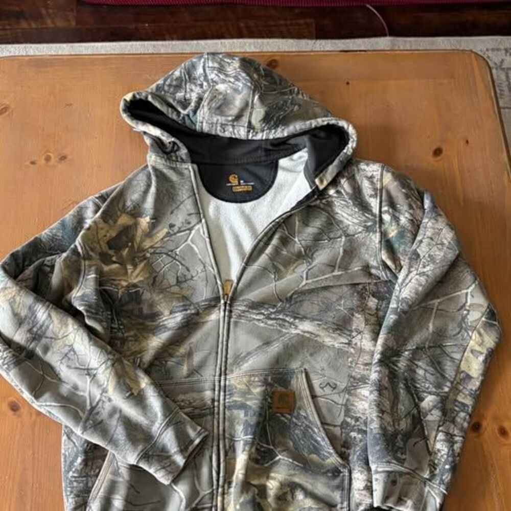 Carhartt Mens Medium Zip Up Real Tree Camo Hoodie